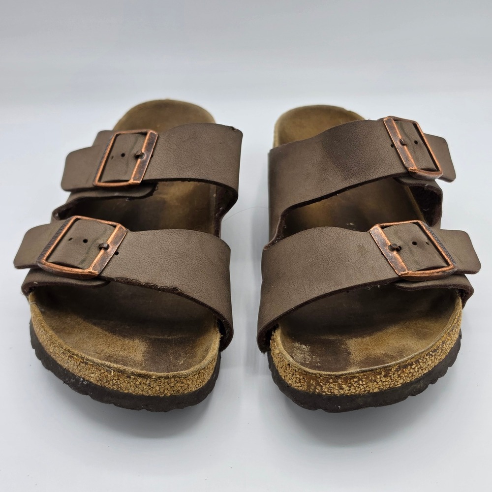 Birkenstock Arizona Sandals Mens 38 Brown Two Strap Birko-Flor Slide Buckle